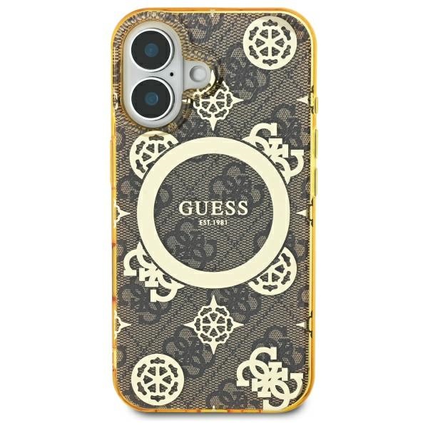 iTok webáruház - Guess Guess IML Peony On 4G Background MagSafe iPhone 16 tok (barna) 3 Guess IML Peony On 4G Background MagSafe iPhone 16 Case (barna)