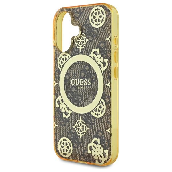 iTok webáruház - Guess Guess IML Peony On 4G Background MagSafe iPhone 16 tok (barna) 6 Guess IML Peony On 4G Background MagSafe iPhone 16 Case (barna)