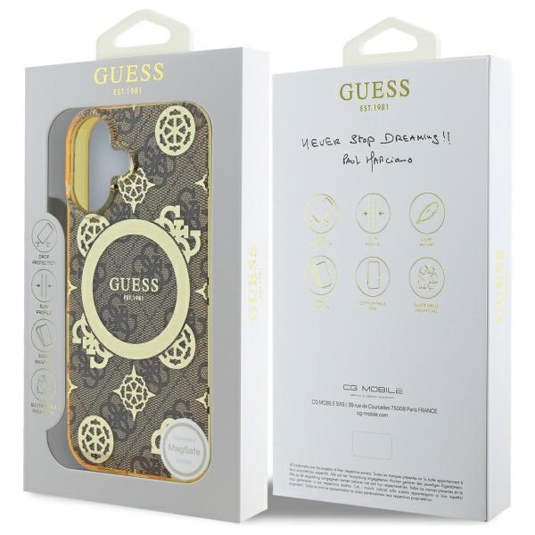 iTok webáruház - Guess Guess IML Peony On 4G Background MagSafe iPhone 16 tok (barna) 8 Guess IML Peony On 4G Background MagSafe iPhone 16 Case (barna)