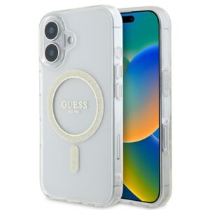 Guess IML Glitter Circle MagSafe tok iPhone 16 készülékhez (átlátszó)