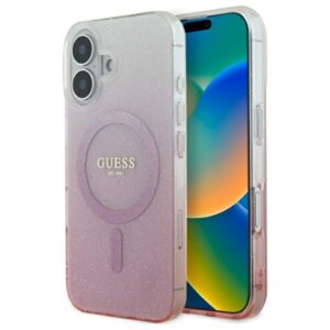 Guess IML Glitter Gradient MagSafe tok iPhone 16 készülékhez (rózsaszín)