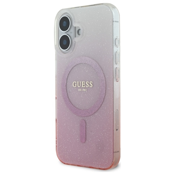 iTok webáruház - Guess Guess IML Glitter Gradient MagSafe tok iPhone 16 készülékhez (rózsaszín) 2 Guess IML Glitter Gradient MagSafe iPhone 16 Case (rózsaszín)