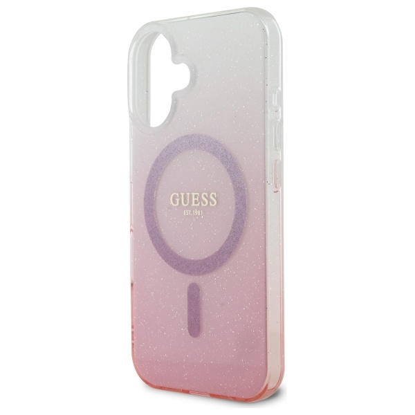 iTok webáruház - Guess Guess IML Glitter Gradient MagSafe tok iPhone 16 készülékhez (rózsaszín) 6 Guess IML Glitter Gradient MagSafe iPhone 16 Case (rózsaszín)