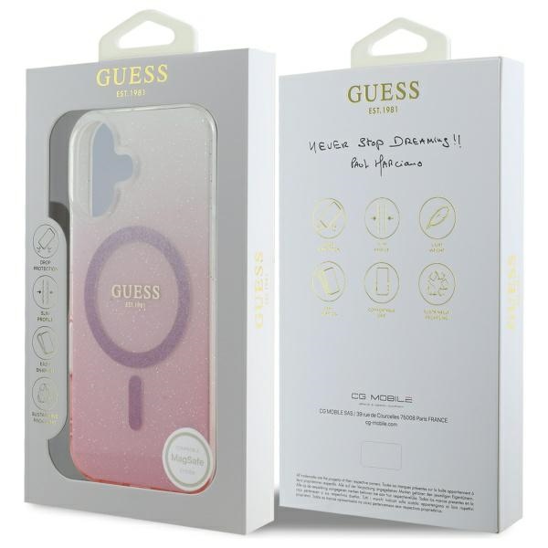 iTok webáruház - Guess Guess IML Glitter Gradient MagSafe tok iPhone 16 készülékhez (rózsaszín) 8 Guess IML Glitter Gradient MagSafe iPhone 16 Case (rózsaszín)