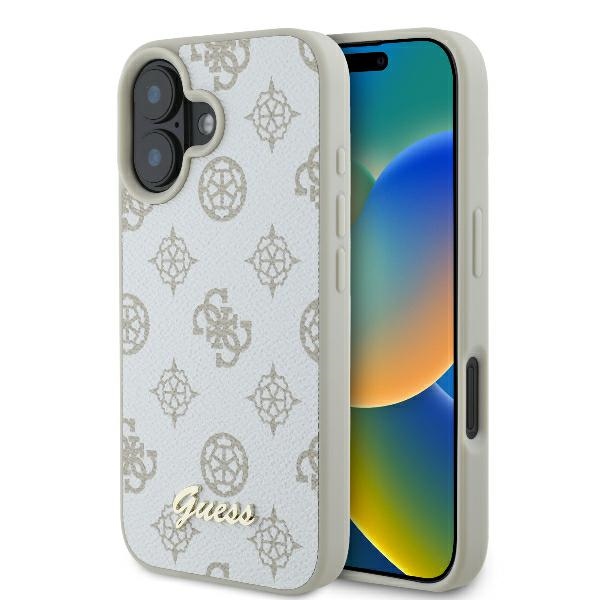 iTok webáruház - Guess Guess Peony Script Logo MagSafe tok iPhone 16-hoz (fehér) 1 Guess Peony Script Logo MagSafe iPhone 16 Case (fehér)