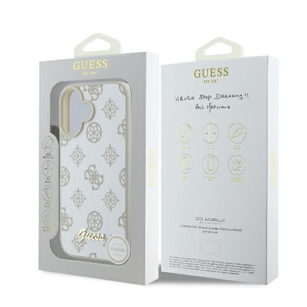 iTok webáruház - Guess Guess Peony Script Logo MagSafe tok iPhone 16-hoz (fehér) 8 Guess Peony Script Logo MagSafe iPhone 16 Case (fehér)
