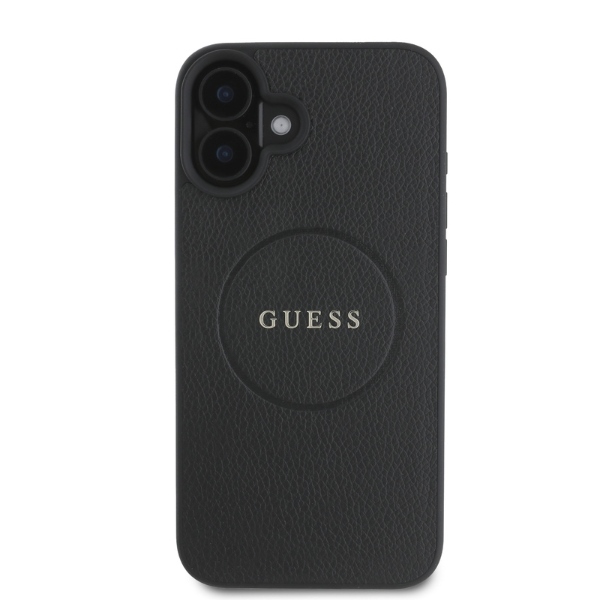 iTok webáruház - Guess Guess Grained Gold Ring MagSafe tok iPhone 16 készülékhez (fekete) 2 Guess Grained Gold Ring MagSafe case for iPhone 16 (fekete)