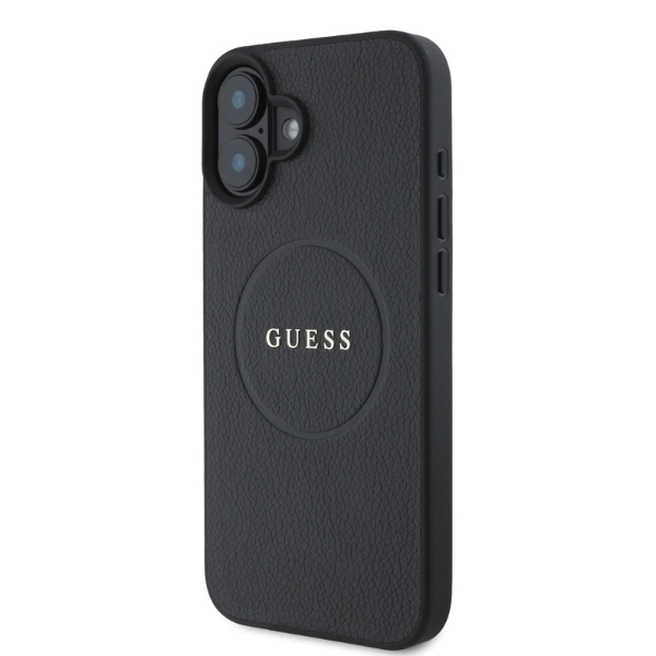 iTok webáruház - Guess Guess Grained Gold Ring MagSafe tok iPhone 16 készülékhez (fekete) 3 Guess Grained Gold Ring MagSafe case for iPhone 16 (fekete)
