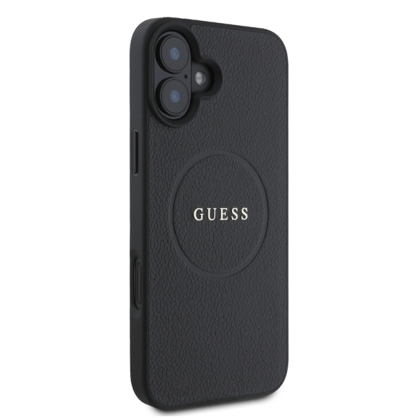 iTok webáruház - Guess Guess Grained Gold Ring MagSafe tok iPhone 16 készülékhez (fekete) 4 Guess Grained Gold Ring MagSafe case for iPhone 16 (fekete)