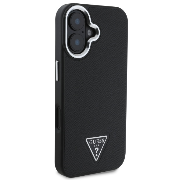 iTok webáruház - Guess Guess Grained Triangle MagSafe tok iPhone 16-hoz (fekete) 4 Guess Grained Triangle MagSafe case for iPhone 16 (fekete)