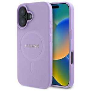 Guess Saffiano MagSafe tok iPhone 16 készülékhez (lila)