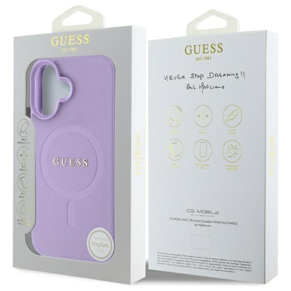 iTok webáruház - Guess Guess Saffiano MagSafe tok iPhone 16 készülékhez (lila) 8 Guess Saffiano MagSafe iPhone 16 Case (lila)