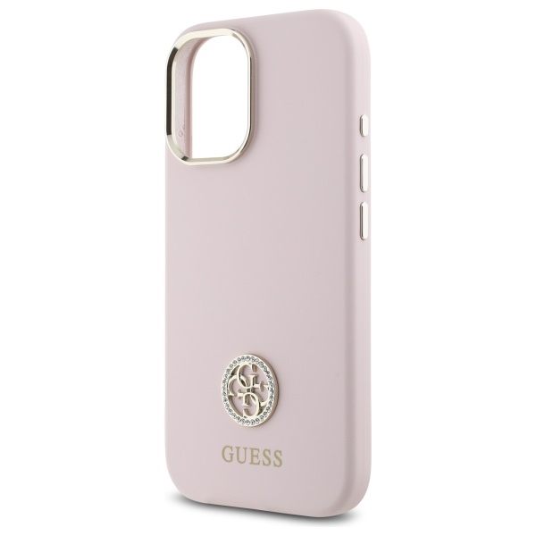iTok webáruház - Guess Guess Silicone Logo Strass 4G szilikon tok iPhone 16-hoz (világos rózsaszín) 6 Guess Silicone Logo Strass 4G case for iPhone 16 (világos rózsaszín)