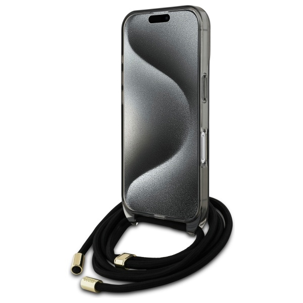iTok webáruház - Guess Guess Crossbody Cord Script MagSafe tok iPhone 16-hoz (fekete) 4 Guess Crossbody Cord Script MagSafe iPhone 16 Case (fekete)
