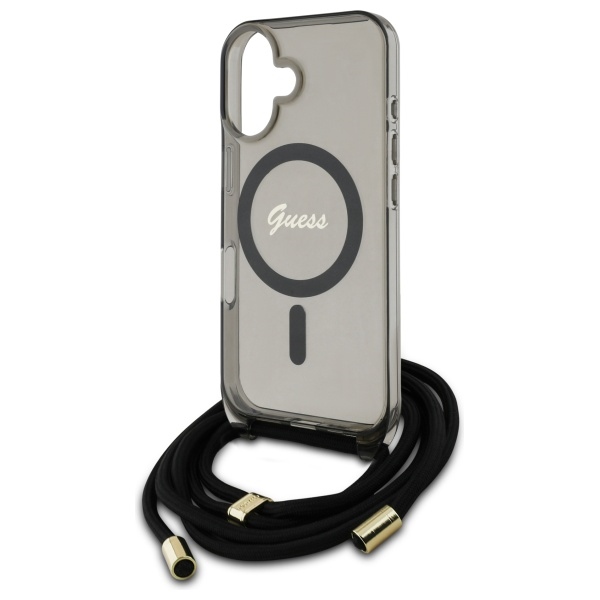 iTok webáruház - Guess Guess Crossbody Cord Script MagSafe tok iPhone 16-hoz (fekete) 5 Guess Crossbody Cord Script MagSafe iPhone 16 Case (fekete)