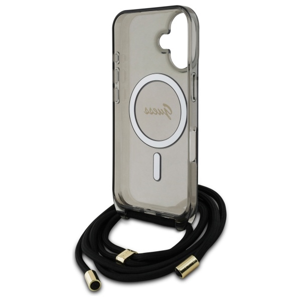 iTok webáruház - Guess Guess Crossbody Cord Script MagSafe tok iPhone 16-hoz (fekete) 6 Guess Crossbody Cord Script MagSafe iPhone 16 Case (fekete)