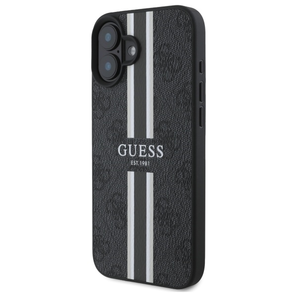 iTok webáruház - Guess Guess 4G Printed Stripes MagSafe tok iPhone 16 készülékhez (fekete) 2 Guess 4G Printed Stripes MagSafe case for iPhone 16 (fekete)