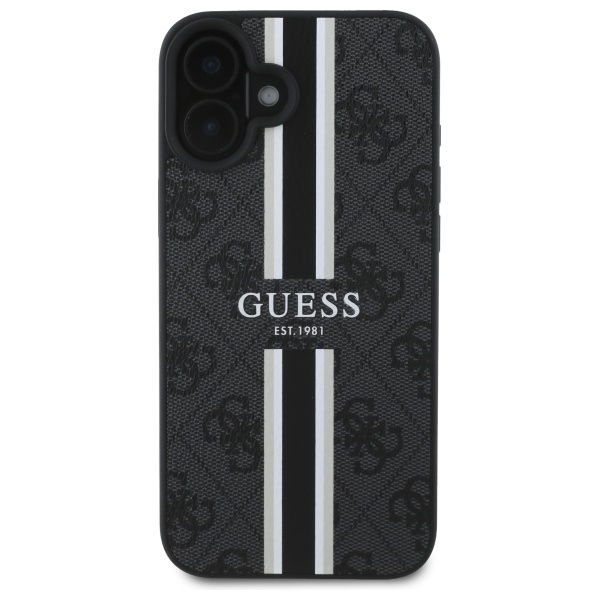 iTok webáruház - Guess Guess 4G Printed Stripes MagSafe tok iPhone 16 készülékhez (fekete) 3 Guess 4G Printed Stripes MagSafe case for iPhone 16 (fekete)