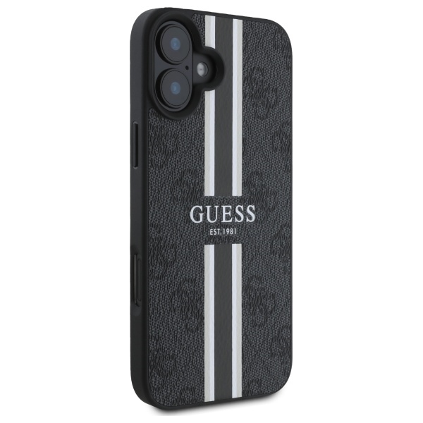 iTok webáruház - Guess Guess 4G Printed Stripes MagSafe tok iPhone 16 készülékhez (fekete) 4 Guess 4G Printed Stripes MagSafe case for iPhone 16 (fekete)