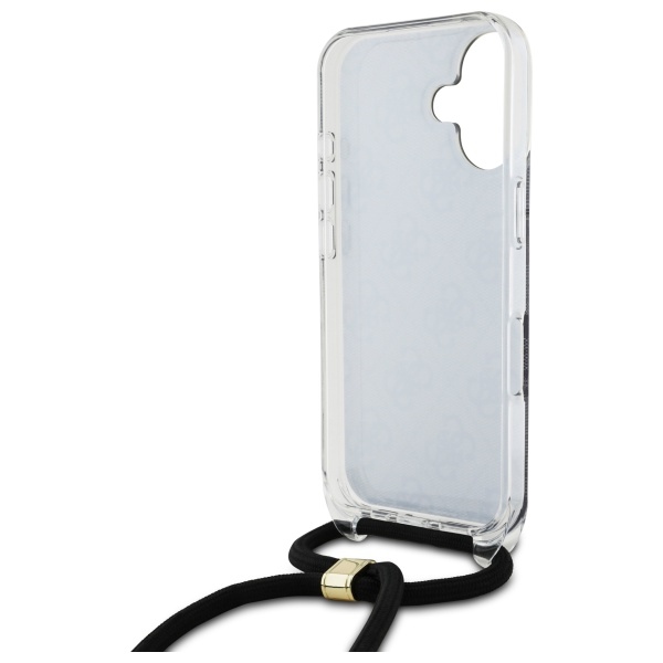 iTok webáruház - Guess Guess Crossbody Cord 4G Print tok iPhone 16 készülékhez (fekete) 6 Guess Crossbody Cord 4G Print Case for iPhone 16 (fekete)