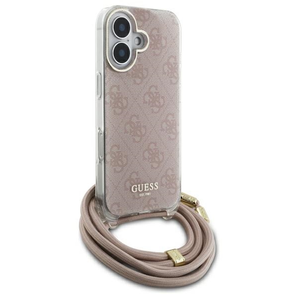 iTok webáruház - Guess Guess Crossbody Cord 4G Print iPhone 16 tok (rózsaszín) 2 Guess Crossbody Cord 4G Print iPhone 16 Case (rózsaszín)