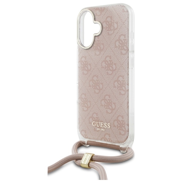 iTok webáruház - Guess Guess Crossbody Cord 4G Print iPhone 16 tok (rózsaszín) 4 Guess Crossbody Cord 4G Print iPhone 16 Case (rózsaszín)