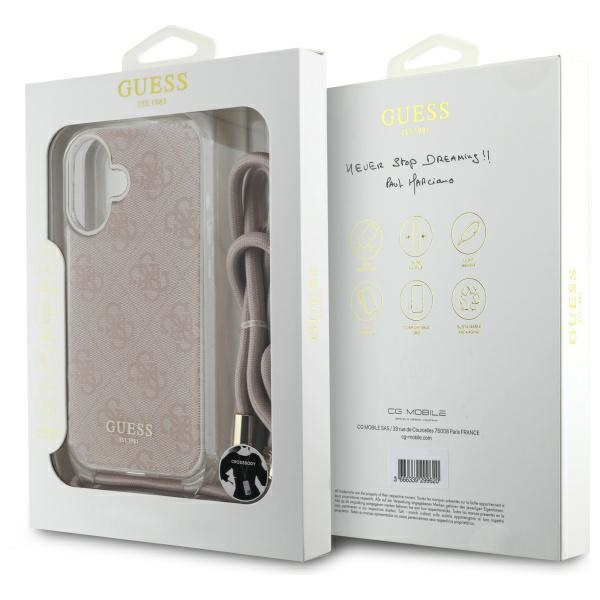 iTok webáruház - Guess Guess Crossbody Cord 4G Print iPhone 16 tok (rózsaszín) 5 Guess Crossbody Cord 4G Print iPhone 16 Case (rózsaszín)
