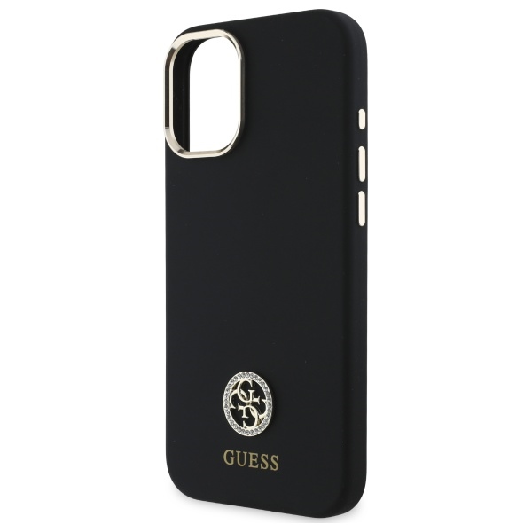 iTok webáruház - Guess Guess Silicone Logo Strass 4G tok iPhone 16 készülékhez (fekete) 6 Guess Silicone Logo Strass 4G Case for iPhone 16 (fekete)