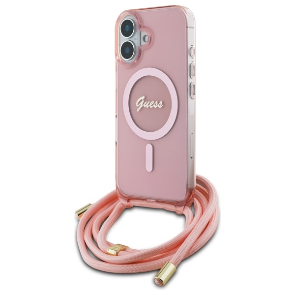 iTok webáruház - Guess Guess Crossbody Cord Script MagSafe tok iPhone 16 készülékhez (rózsaszín) 2 Guess Crossbody Cord Script MagSafe iPhone 16 Case (rózsaszín)