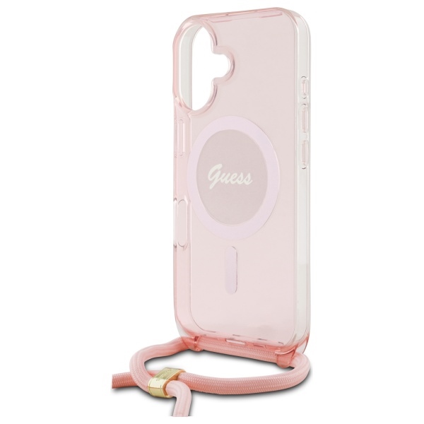 iTok webáruház - Guess Guess Crossbody Cord Script MagSafe tok iPhone 16 készülékhez (rózsaszín) 5 Guess Crossbody Cord Script MagSafe iPhone 16 Case (rózsaszín)