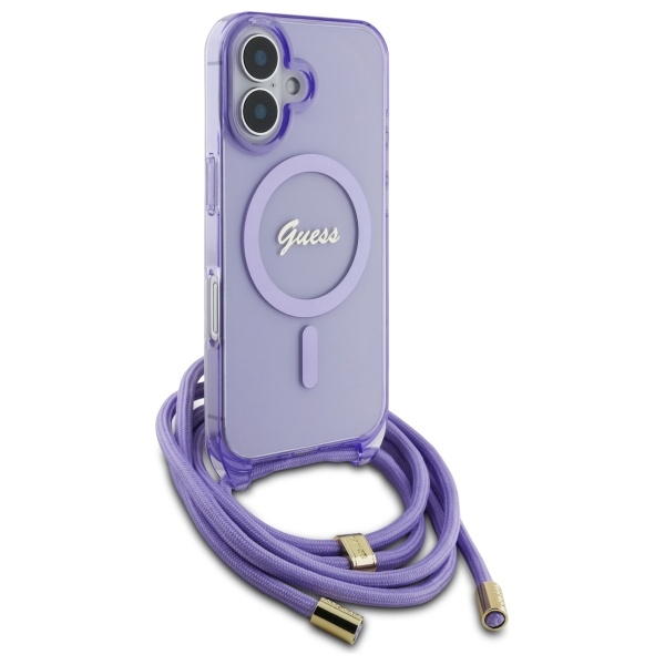 iTok webáruház - Guess Guess Crossbody Cord Script MagSafe tok iPhone 16 készülékhez (lila) 3 Guess Crossbody Cord Script MagSafe iPhone 16 Case (lila)