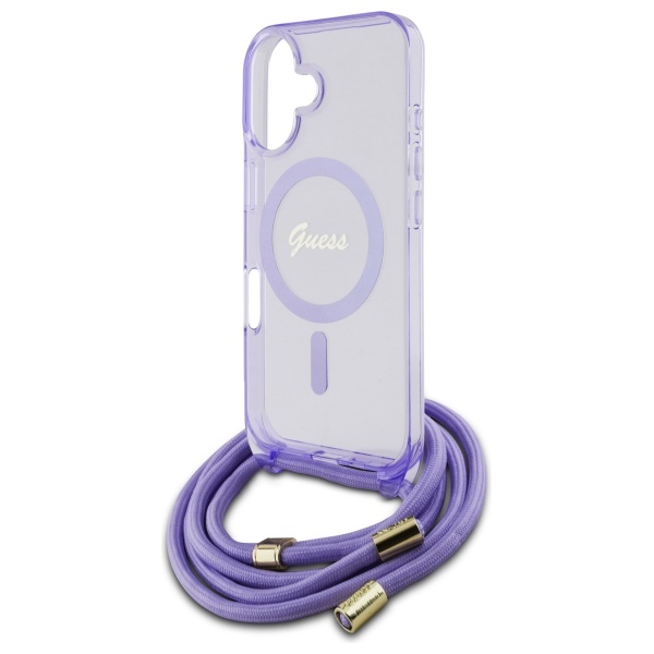 iTok webáruház - Guess Guess Crossbody Cord Script MagSafe tok iPhone 16 készülékhez (lila) 5 Guess Crossbody Cord Script MagSafe iPhone 16 Case (lila)