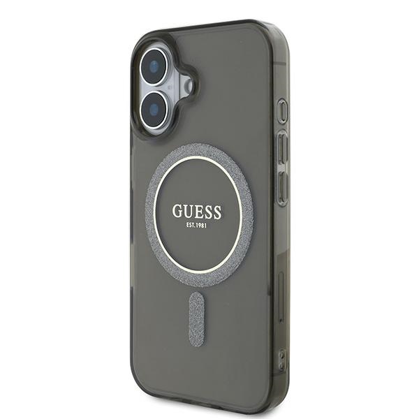 iTok webáruház - Guess Guess IML Glitter Circle MagSafe tok iPhone 16-hoz (fekete) 2 Guess IML Glitter Circle MagSafe case for iPhone 16 (fekete)