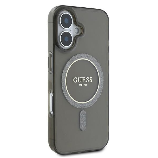 iTok webáruház - Guess Guess IML Glitter Circle MagSafe tok iPhone 16-hoz (fekete) 4 Guess IML Glitter Circle MagSafe case for iPhone 16 (fekete)