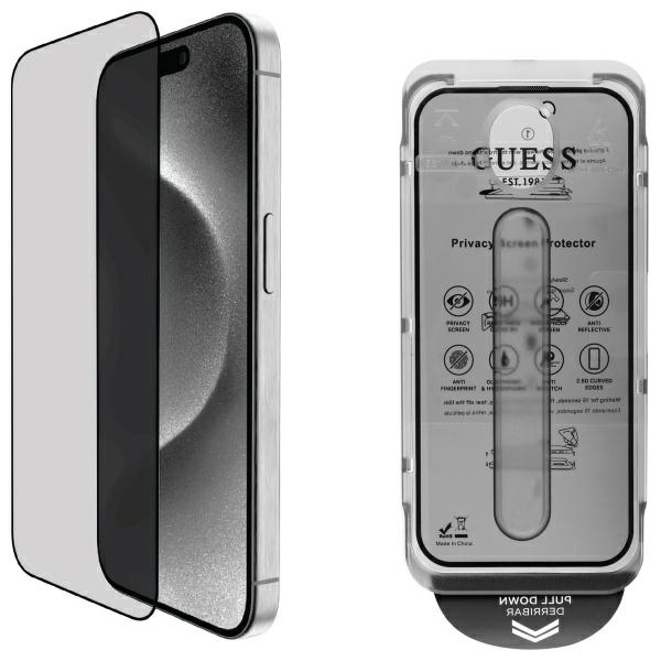 iTok webáruház - Guess Guess Privacy 2.5D Outline edzett üveg kijelzővédő iPhone 16-hoz 1 Guess Screen Protector Privacy 2.5D Outline tempered glass for iPhone 16