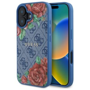 Guess GUHMP16SP4ROPEMCB 4G Flowers Print MagSafe tok iPhone 16-hoz