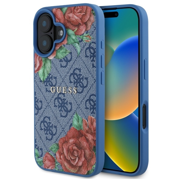 iTok webáruház - Guess Guess GUHMP16SP4ROPEMCB 4G Flowers Print MagSafe tok iPhone 16-hoz 1 Guess GUHMP16SP4ROPEMCB iPhone 16 6.1" blue/blue hardcase 4G Flowers Print MagSafe