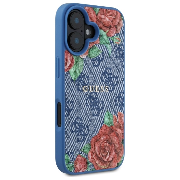iTok webáruház - Guess Guess GUHMP16SP4ROPEMCB 4G Flowers Print MagSafe tok iPhone 16-hoz 4 Guess GUHMP16SP4ROPEMCB iPhone 16 6.1" blue/blue hardcase 4G Flowers Print MagSafe
