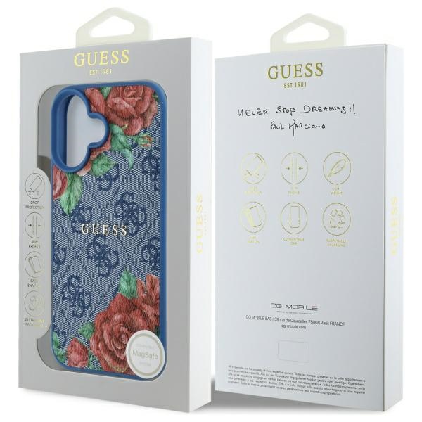 iTok webáruház - Guess Guess GUHMP16SP4ROPEMCB 4G Flowers Print MagSafe tok iPhone 16-hoz 8 Guess GUHMP16SP4ROPEMCB iPhone 16 6.1" blue/blue hardcase 4G Flowers Print MagSafe
