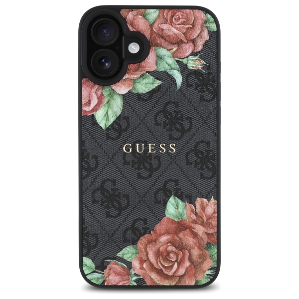 iTok webáruház - Guess Guess GUHMP16SP4ROPEMCK iPhone 16 6,1 hüvelykes fekete kemény tok 4G Flowers Print MagSafe 3 Guess GUHMP16SP4ROPEMCK iPhone 16 6.1" black/black hardcase 4G Flowers Print MagSafe