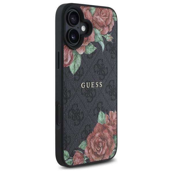 iTok webáruház - Guess Guess GUHMP16SP4ROPEMCK iPhone 16 6,1 hüvelykes fekete kemény tok 4G Flowers Print MagSafe 4 Guess GUHMP16SP4ROPEMCK iPhone 16 6.1" black/black hardcase 4G Flowers Print MagSafe