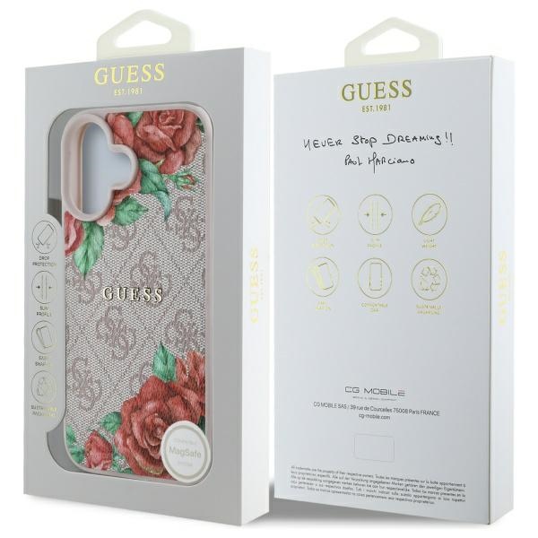iTok webáruház - Guess Guess GUHMP16SP4ROPEMCP iPhone 16 6,1 hüvelykes rózsaszín kemény tok, 4G Flowers Print MagSafe 8 Guess GUHMP16SP4ROPEMCP iPhone 16 6.1" pink/pink hardcase 4G Flowers Print MagSafe