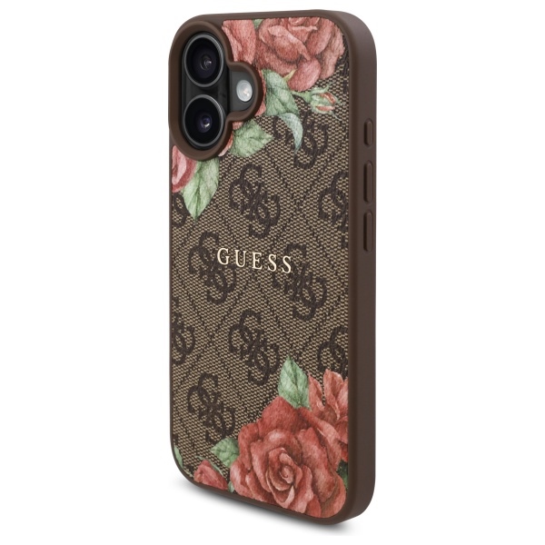 iTok webáruház - Guess Guess GUHMP16SP4ROPEMCW iPhone 16 6,1 hüvelykes barna tok – 4G Flowers Print MagSafe 2 Guess GUHMP16SP4ROPEMCW iPhone 16 6.1" brown/brown hardcase 4G Flowers Print MagSafe