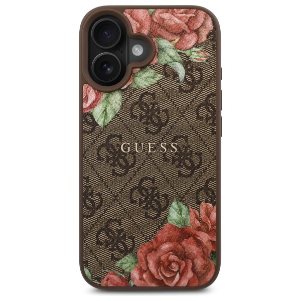 iTok webáruház - Guess Guess GUHMP16SP4ROPEMCW iPhone 16 6,1 hüvelykes barna tok – 4G Flowers Print MagSafe 3 Guess GUHMP16SP4ROPEMCW iPhone 16 6.1" brown/brown hardcase 4G Flowers Print MagSafe