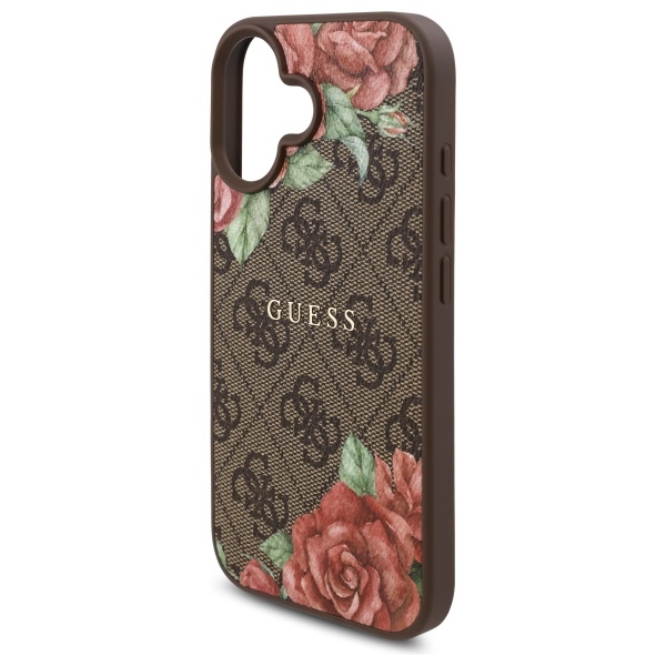 iTok webáruház - Guess Guess GUHMP16SP4ROPEMCW iPhone 16 6,1 hüvelykes barna tok – 4G Flowers Print MagSafe 6 Guess GUHMP16SP4ROPEMCW iPhone 16 6.1" brown/brown hardcase 4G Flowers Print MagSafe