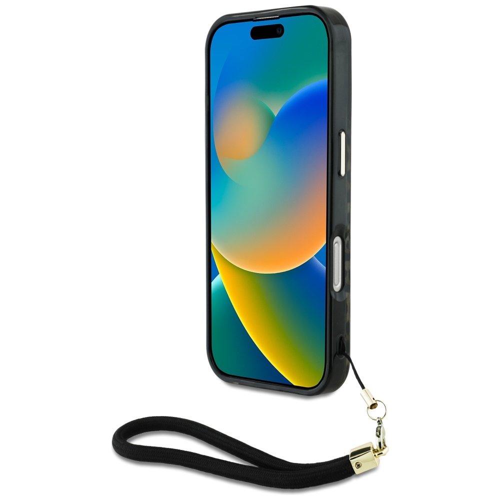 iTok webáruház - Guess Guess HC IML Leopard Triangle Cord Strap MagSafe iPhone 16 tok (barna) 4 Guess HC IML Leopard Triangle Cord Strap MagSafe iPhone 16 Case (barna)