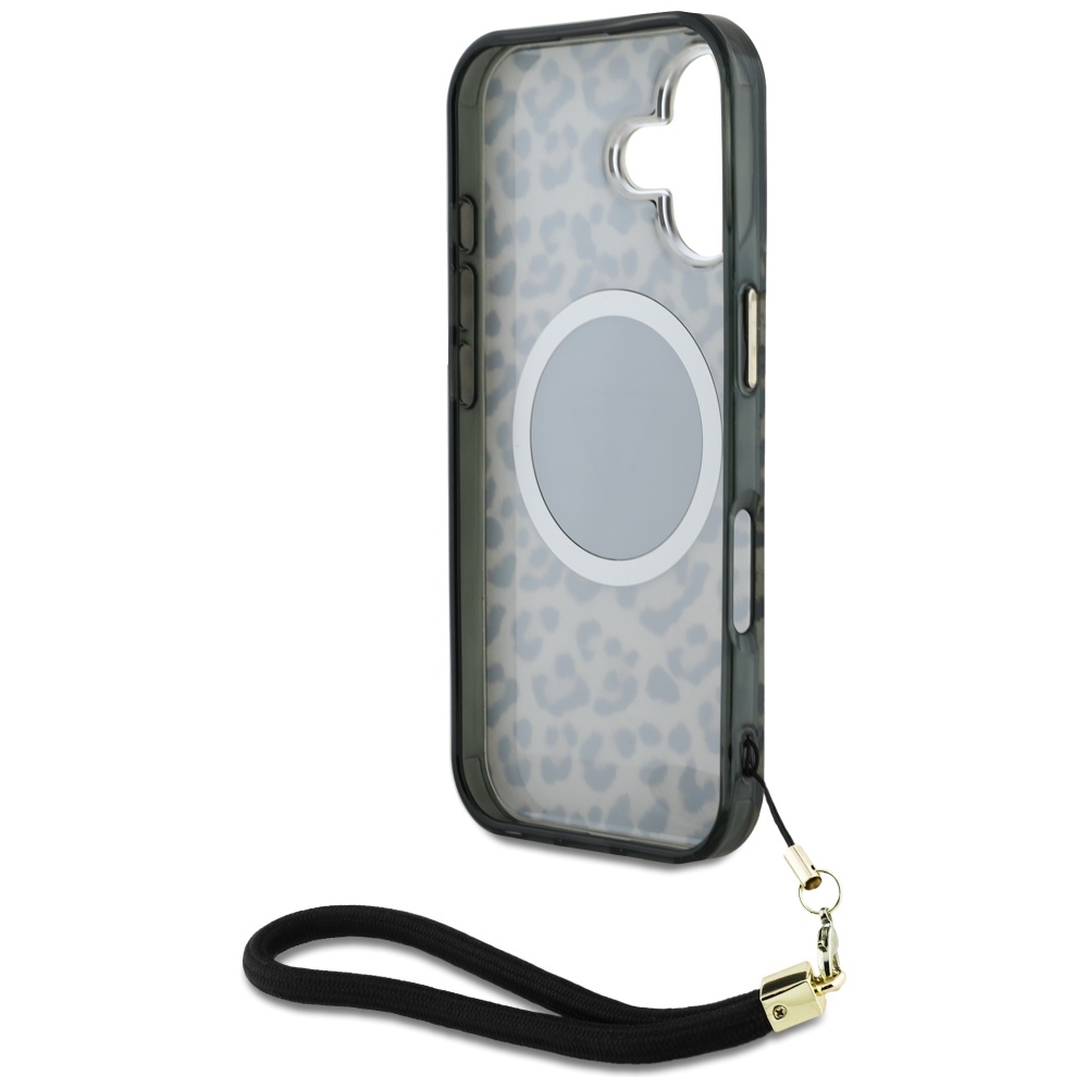 iTok webáruház - Guess Guess HC IML Leopard Triangle Cord Strap MagSafe iPhone 16 tok (barna) 6 Guess HC IML Leopard Triangle Cord Strap MagSafe iPhone 16 Case (barna)