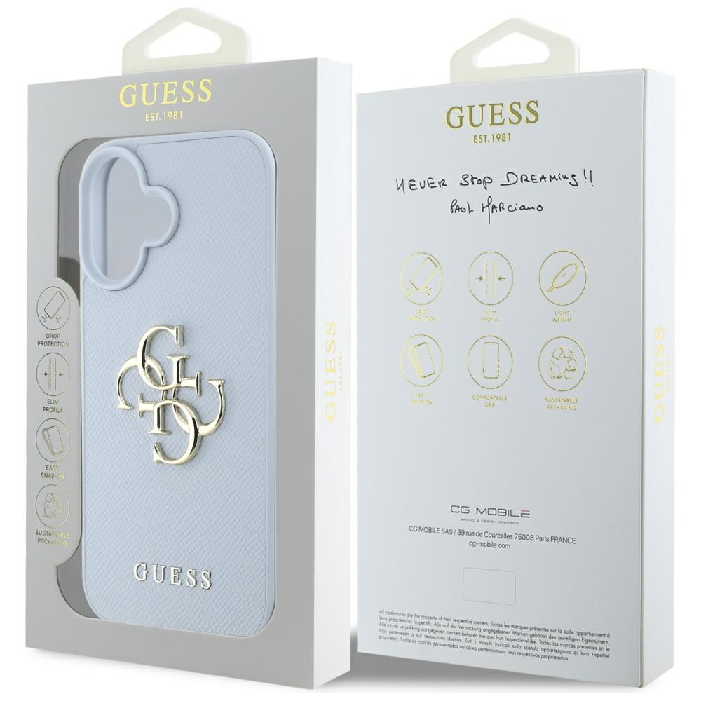 iTok webáruház - Guess Guess Grained Big 4G Logo Small Classic Logo tok iPhone 16 készülékhez (kék) 8 Guess Grained Big 4G Logo Small Classic Logo case for iPhone 16 (kék)