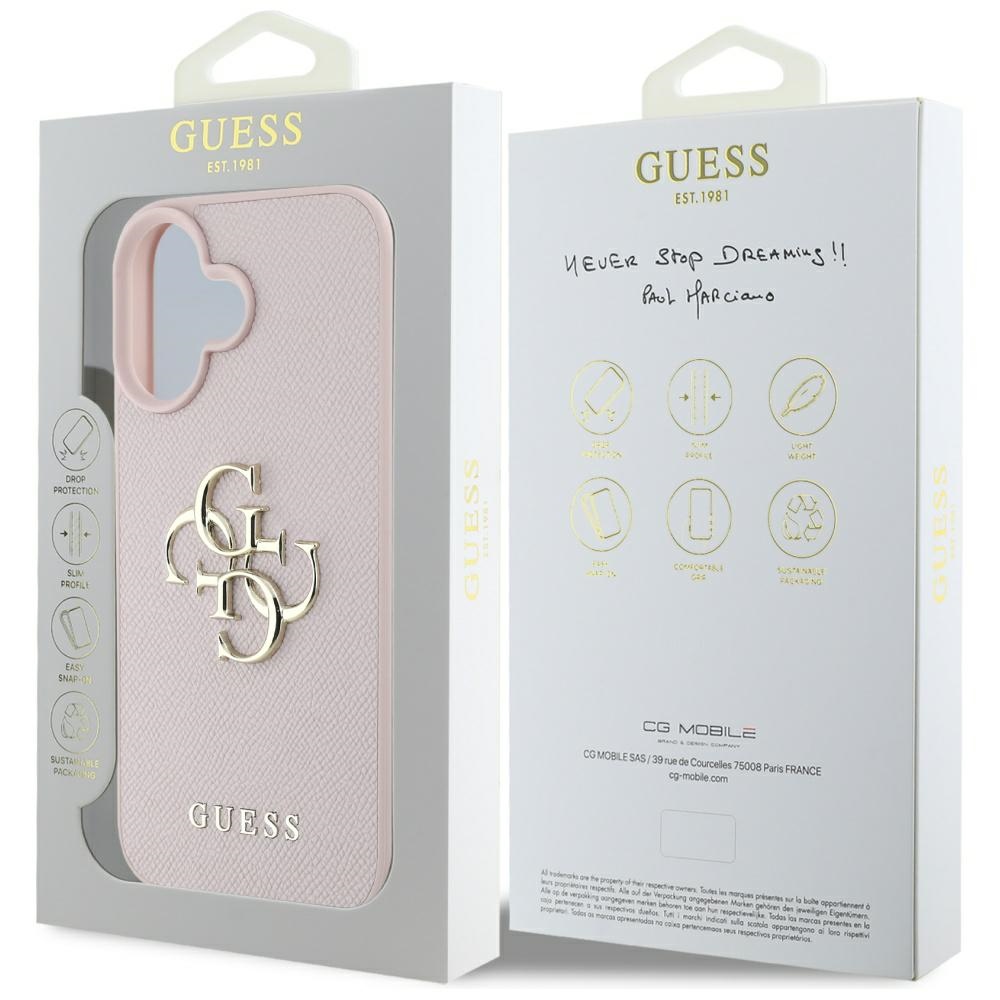 iTok webáruház - Guess Guess Grained Big 4G Logo Small Classic Logo tok iPhone 16-hoz (rózsaszín) 8 Guess Grained Big 4G Logo Small Classic Logo case for iPhone 16 (rózsaszín)