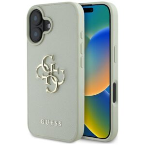 Guess Grained Big 4G Logo Small Classic Logo tok iPhone 16-hoz (zöld)
